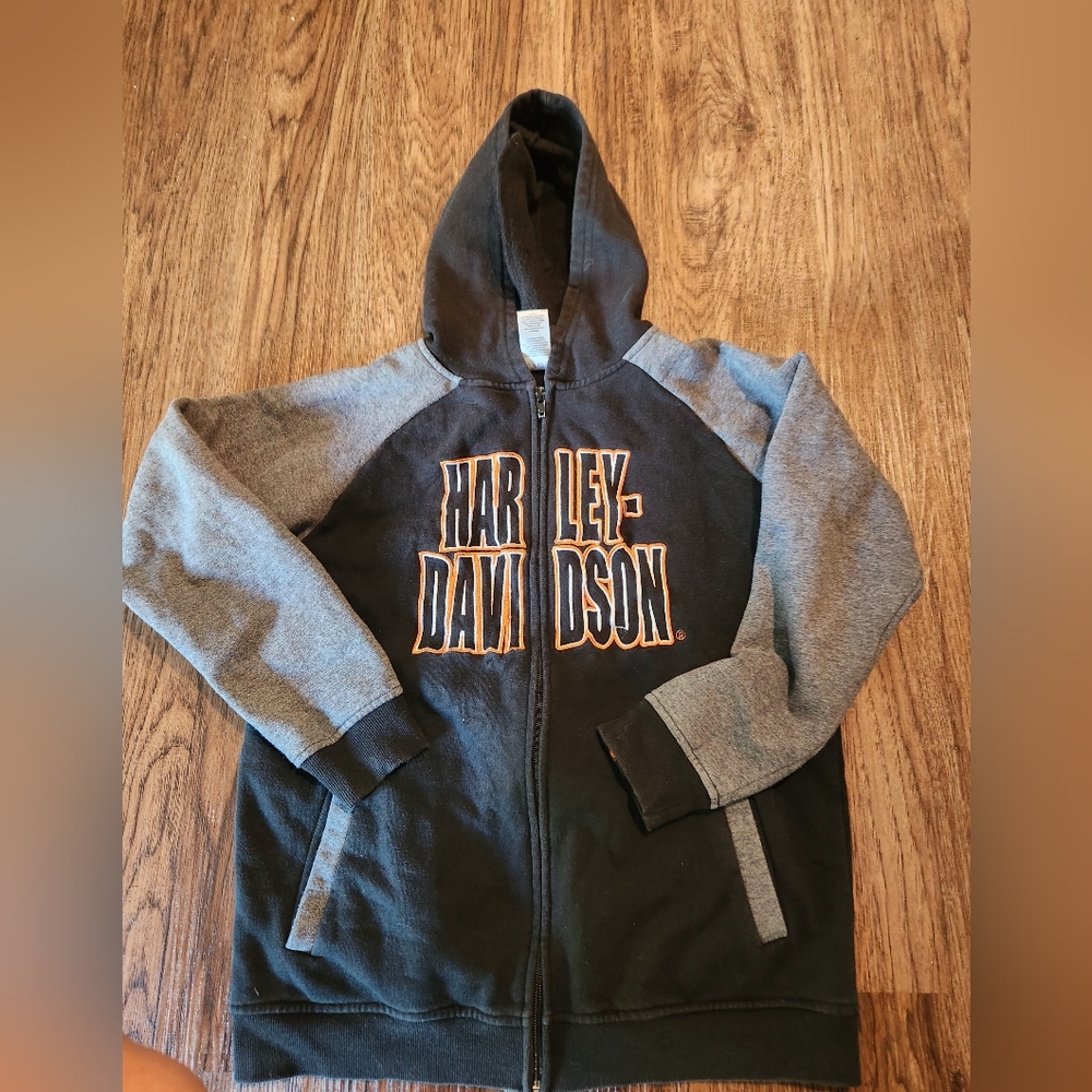 Kids Harley-Davidson Black and Gray Zip-Up Jacket